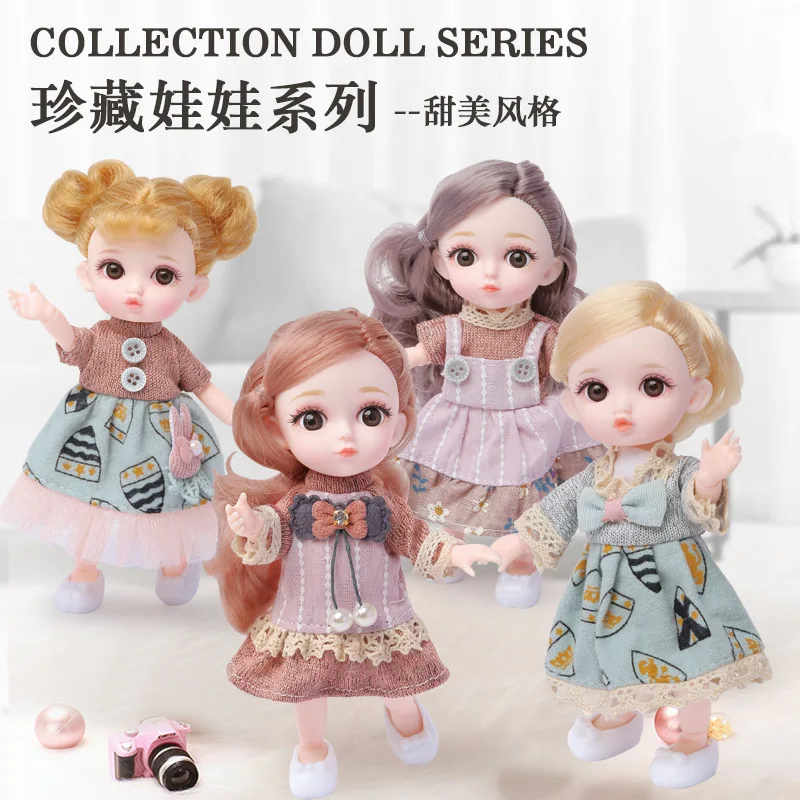 

16cm Bjd Doll 12 Joints Change Dress Up Fashion Princess Suit Diy Play House Girl Cute Toy Kid Children's Birthday Gift