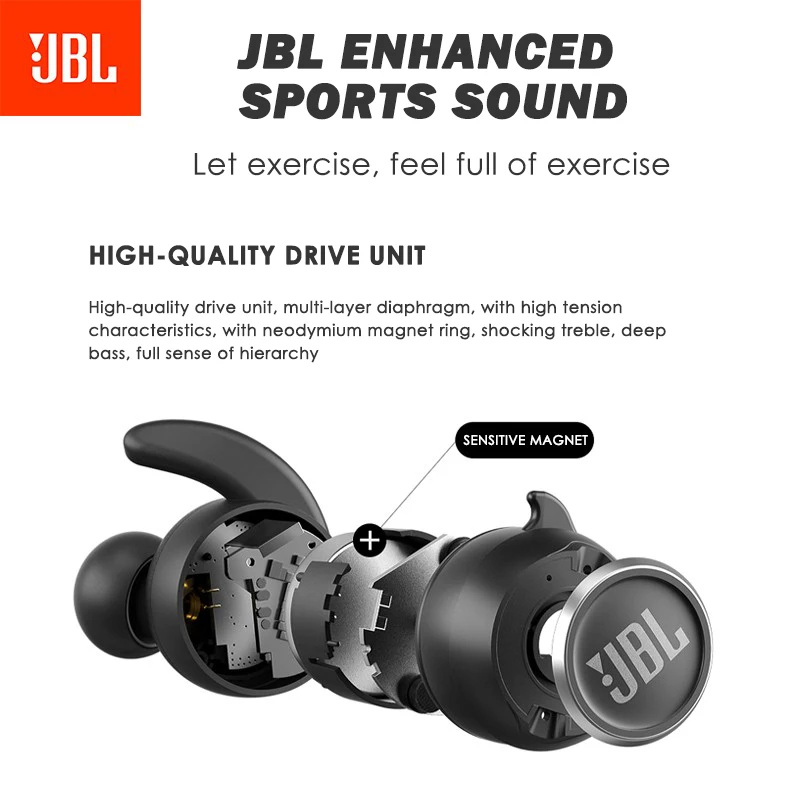 Наушники JBL REFLECT MINI NC True Wireless Bluetooth для спорта с шумоподавлением, гарнитура Hi-Fi Music Earphones со стереозвуком и микрофоном.