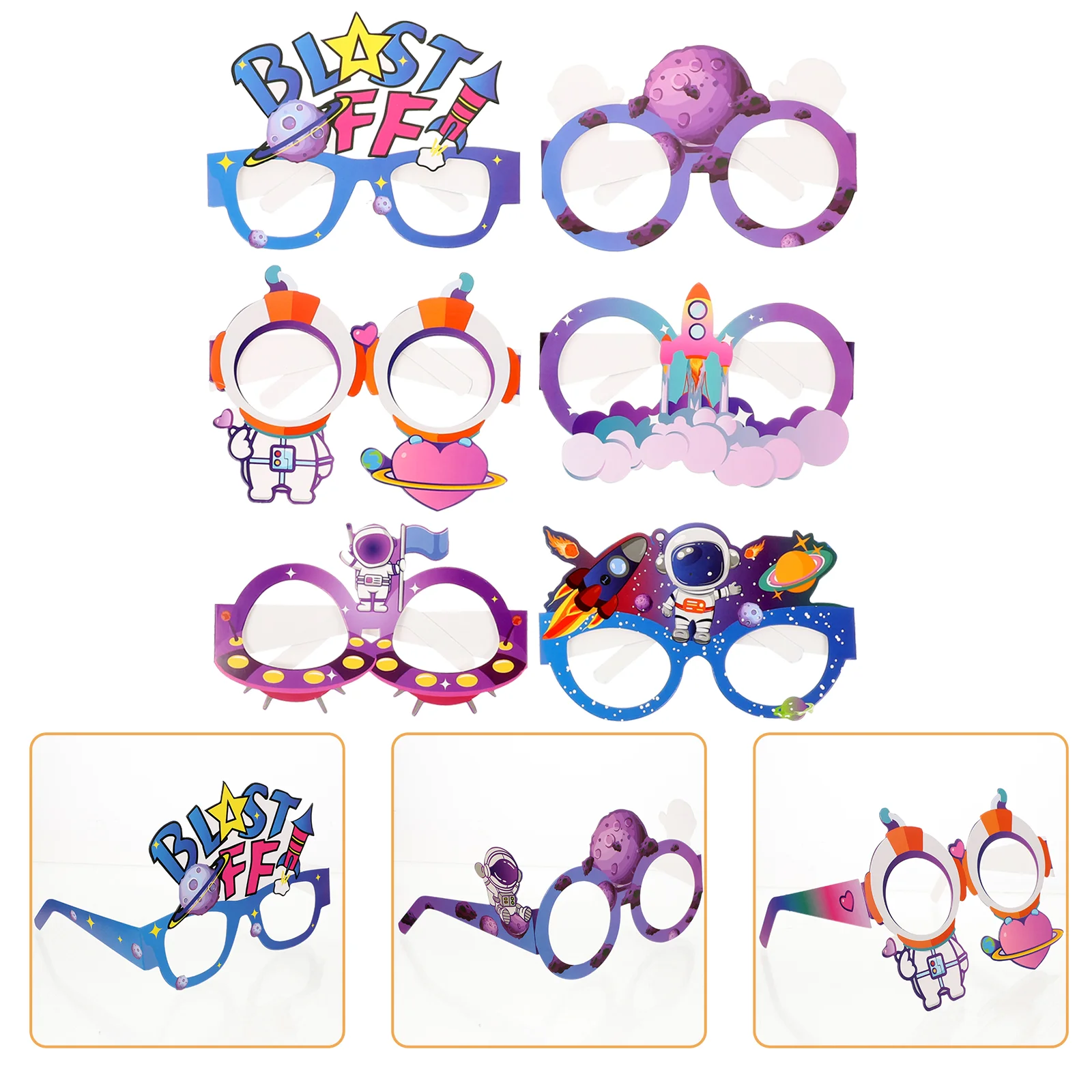

24 Pcs Party Favors Kids Adult Gift Outer Space Glasses Photo Props Party Supplies Outer Space Paper Glasses Music Gift