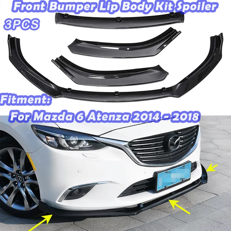 

Сплиттер для переднего бампера автомобиля, диффузор, комплект для губ, спойлер, защитная крышка, дефлектор для губ для Mazda 3 Axela 2014 2015 2016 2017 2018