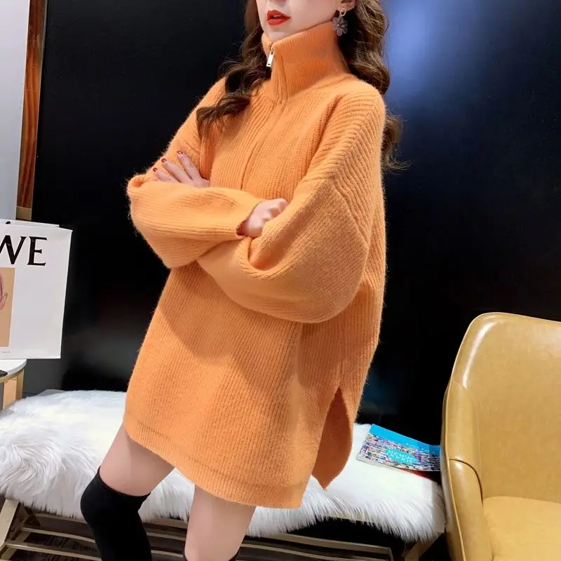 

Женский трикотажный свитер-водолазка, Свободный теплый мягкий Классический пуловер, A83, зима 2022