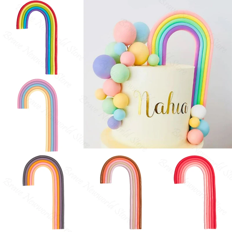 1 шт. Радужный Топпер для торта полимерная глина радужные украшения маленький