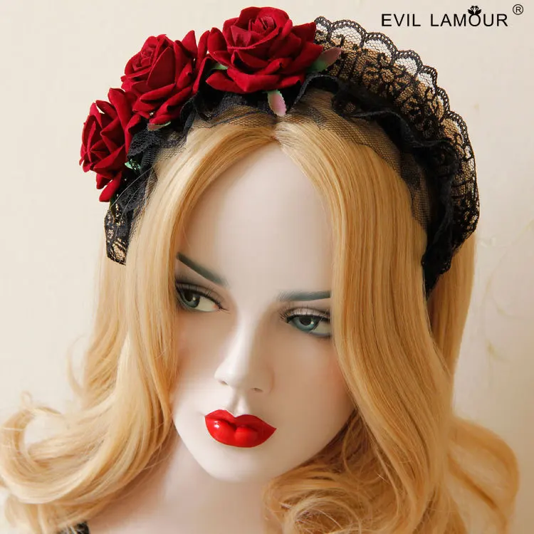 

Женская повязка на голову для косплея, Черная Кружевная повязка на голову в готическом стиле, украшение для волос горничной, ведьмы, Хэллоуина