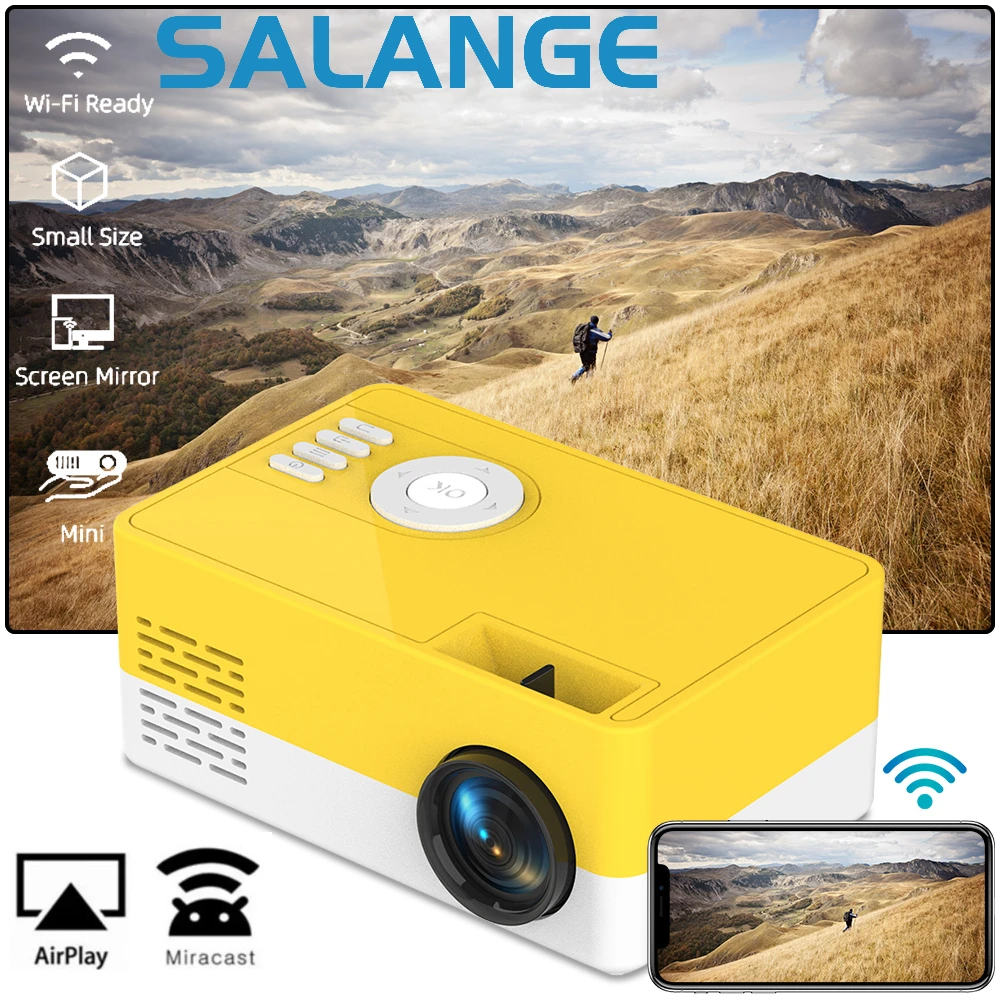 Salange J15 Pro мини проектор светодиодный проектор для домашнего кинотеатра Miracast Airplay экран зеркальное зеркало 480*360 портативный медиаплеер