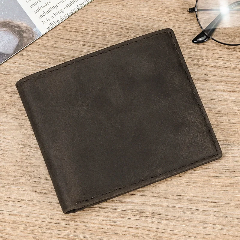 

New Arrivals Leather Short Wallet For Men Male Retro Luxury Designer Small Purse For Man Bifold Wallets For Cards Coins Men