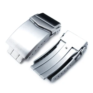 Imported 18mmm 22mm Stainless Steel Watch Band Buckle for Seiko Watch Strap Clasp Double Lock Button Diver Bu