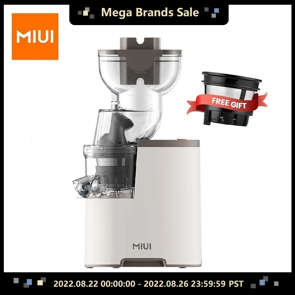 MIUI Slow Juicer with Stainless Steel Strainer (FFS6) ,Cold Pressed Masticating Type Criginal Juice Machine,150W Home Edition