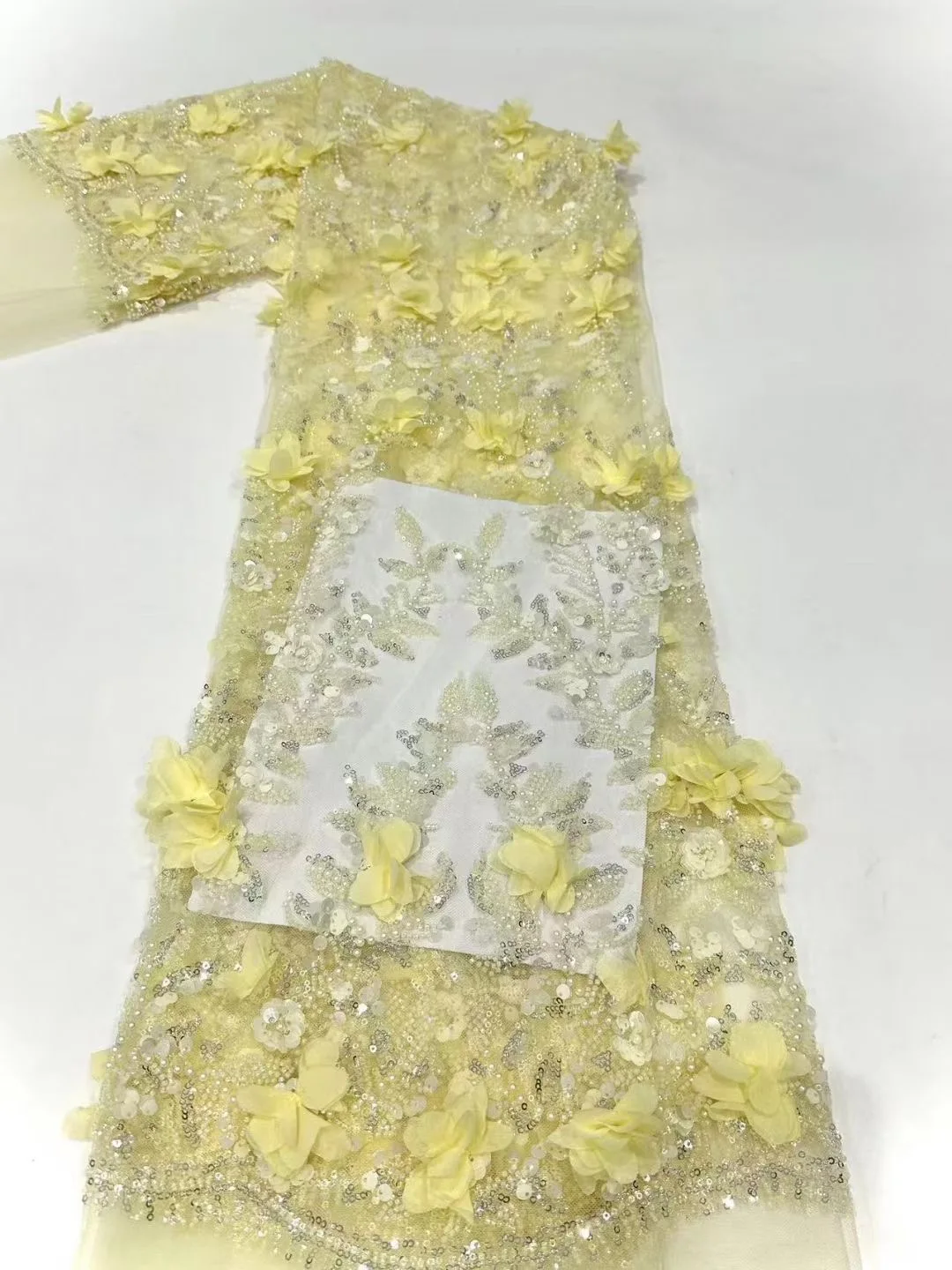 Африканская сетчатая кружевная ткань с бусинами для шитья одежды блесток тюль