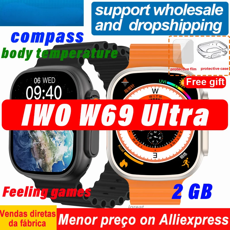 

Смарт-часы W69 Ultra, 2 Гб ПЗУ, 49 мм, GPS-трекер с компасом