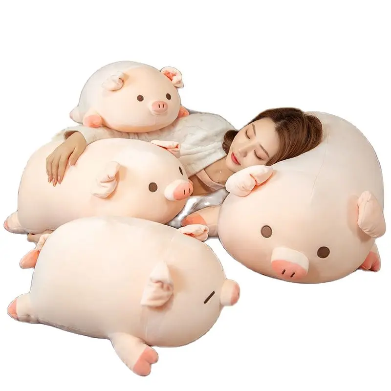 

40/50/60/80cm Squishy Pig Stuffed Doll Lying Plush Piggy Toy Animal Soft Plushie Pillow for Kids Baby Comforting Birthday Gift