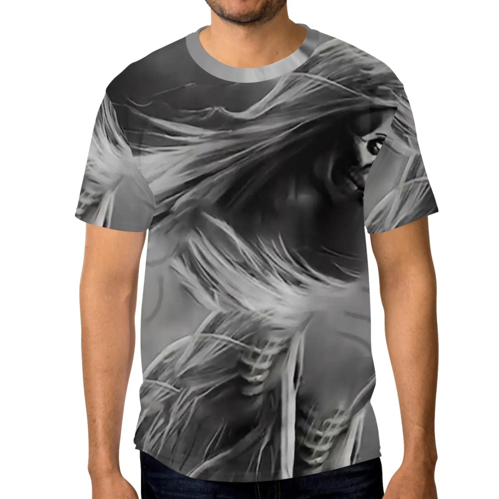 

Футболка мужская с 3D-принтом, короткий рукав, полиэстер, стиль хип-хоп, панк, ужас, готика, Повседневная модная рубашка, лето