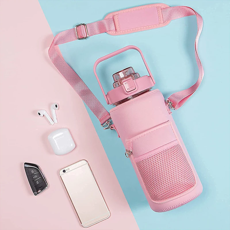 Half Gallon Water Bottle Case Sleeve Sports Insulation Water Bottle Covers Pouch with Strap Cellphone Holder Bottle Bag