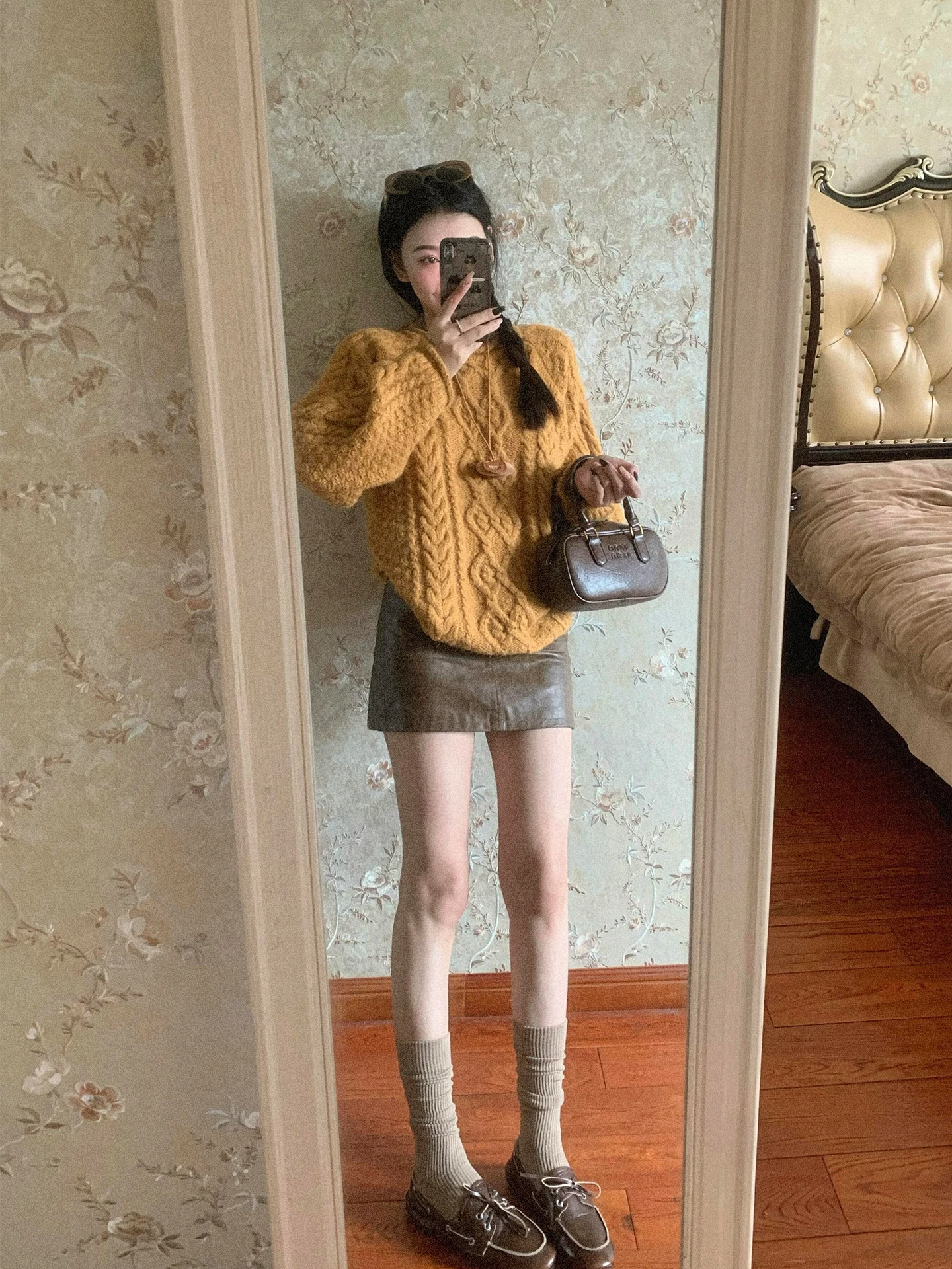 Lazy Milk Fufu White Orange Twisted Flower Sweater Women Autumn and Winter Korean Series Atmosphere Wear Slimming Knitted Top