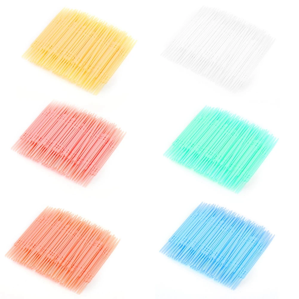 1100Pcs/box Double Head Interdental Brush + Toothpick Oral Care Tools Multi-color Teeth Clean Tartar Removal Tapered Shape - купить по