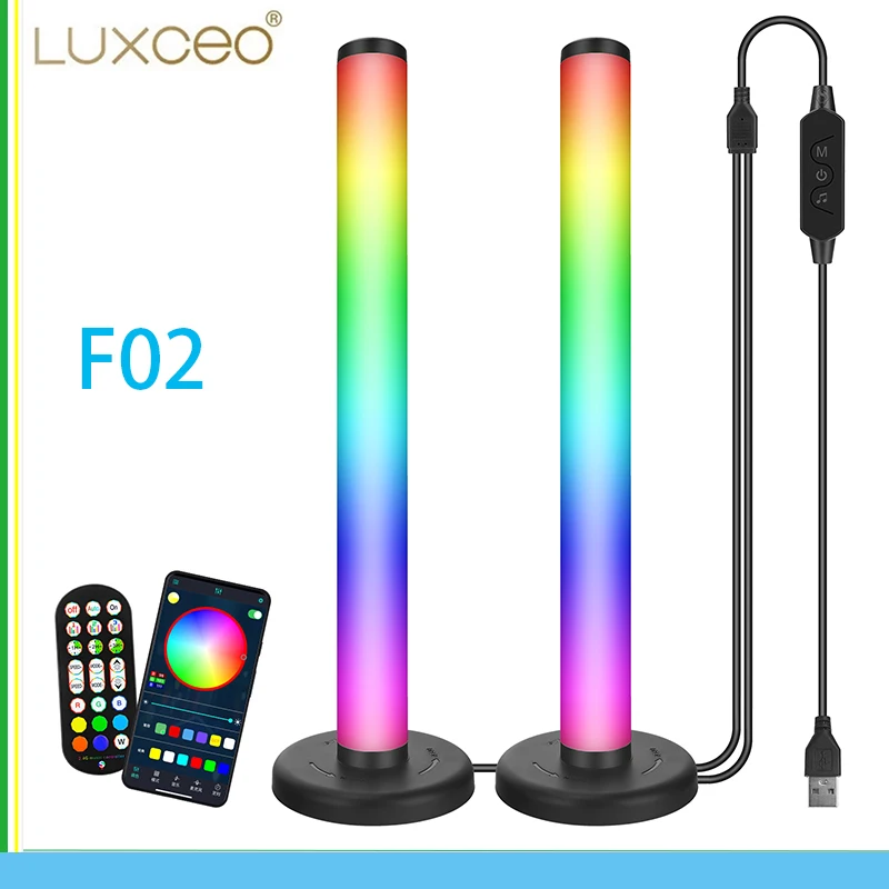 LUXCEO F02 LED atmosphere light 2-Pack LED RGB Desk Lamp Color Changing Mood Lighting with Music Sync Atmosphere Decoration Lamp