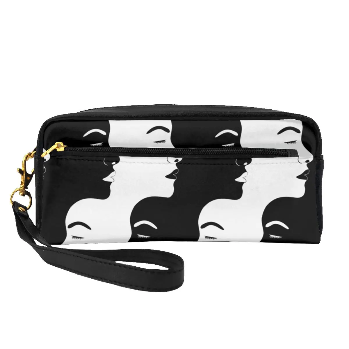 

Белые и черные женские кожаные Органайзеры для хранения головы абстрактные мы все одинаковые женские косметички повседневные косметички