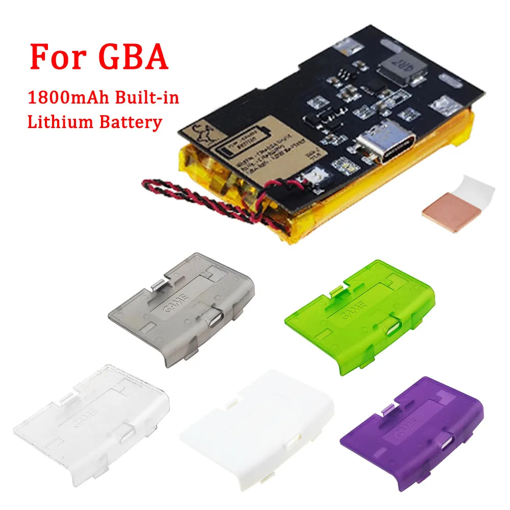 1800mAh Built-in Lithium Battery with Custom IPS V3 Shell Case Cover for GBA IPS V3 Backlight Pre Laminated Screen LCD Kits