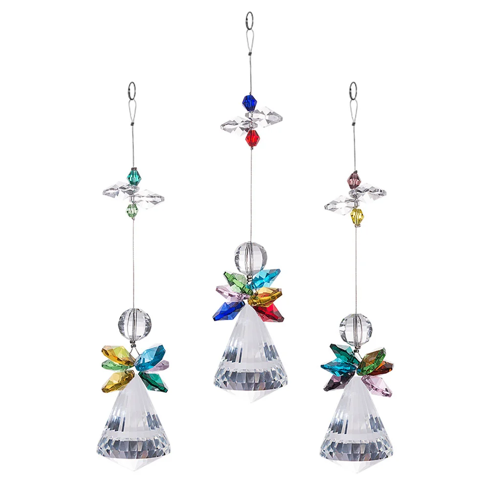 

3Pcs Crystal Angel Shape Pendants DIY Window Hanging Ornaments for Home Dorm