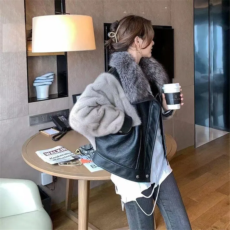 Fur Locomotive Retro With Belt Riding Winter Women's Jacket Long-sleeved Lapel Padded Warm Black Zip Chic Female Coat Tops