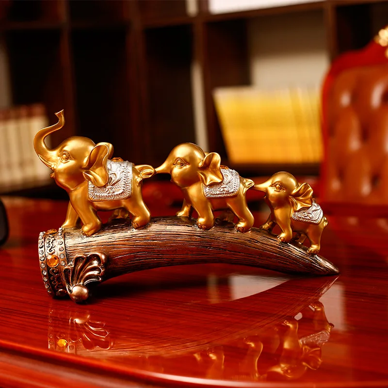 

European style home decoration, porch creative handicraft ornaments, three little elephants ornaments