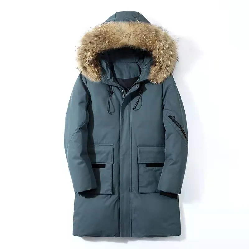 Men's Down Jackets man Warm Hooded Fashionable Coat Men Hooded Man jacket Warm Lengthen Parka Coat Hight Quality White Duck Down