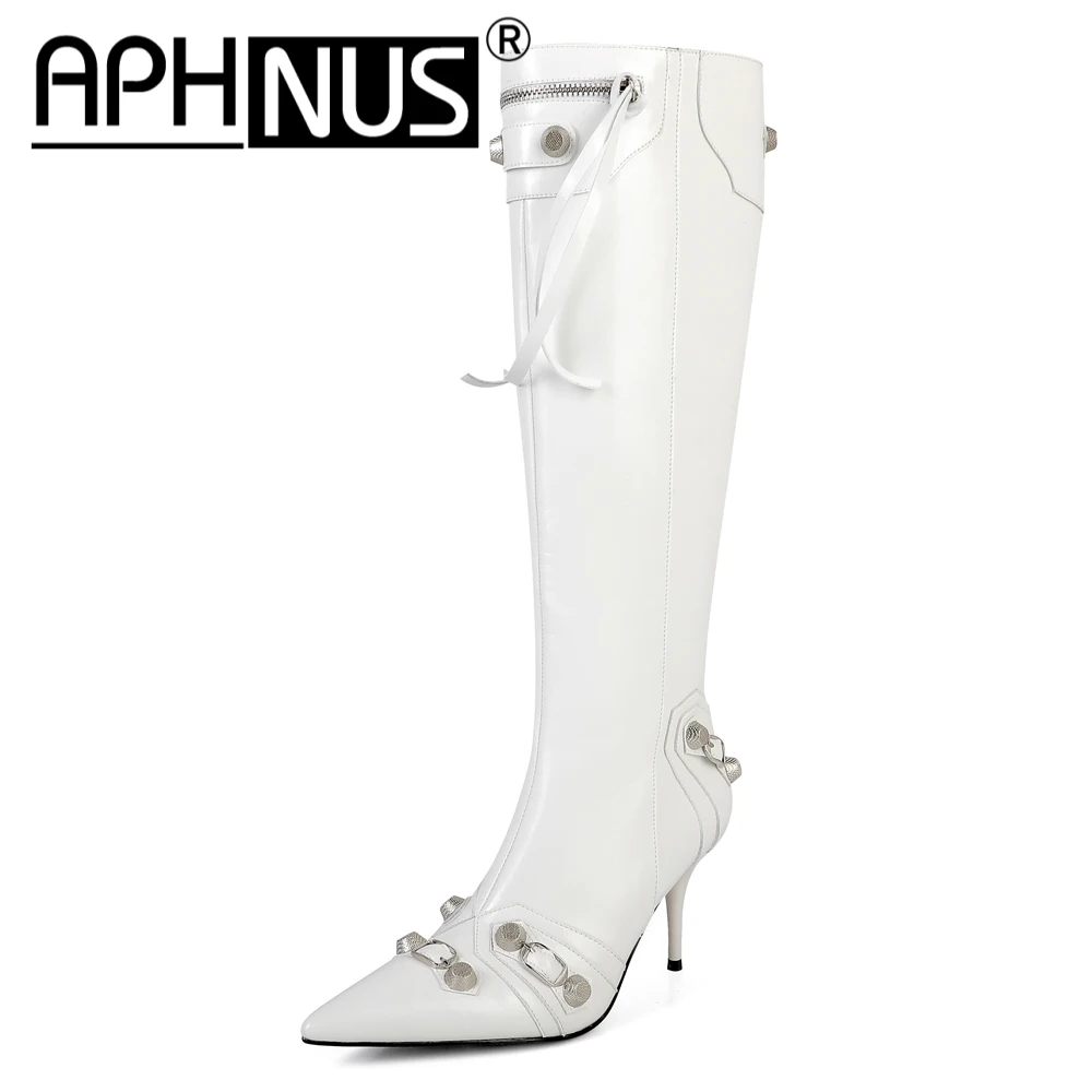 

APHNUS Womens Boots Short Ankle Booties Mid High Heels Pumps Woman 2023 Shoes For Women New Boot