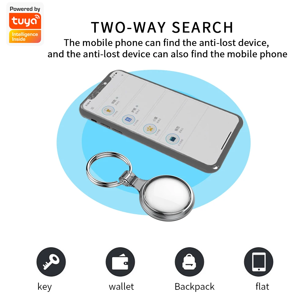 Умная бирка Tuya GPS-трекер Bluetooth сигнализация против потери брелок мини-устройство