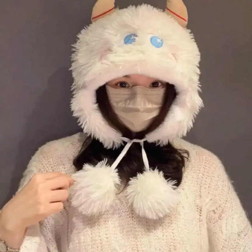 Женская плюшевая шапка-ушанка универсальная теплая с утепленным рукавом