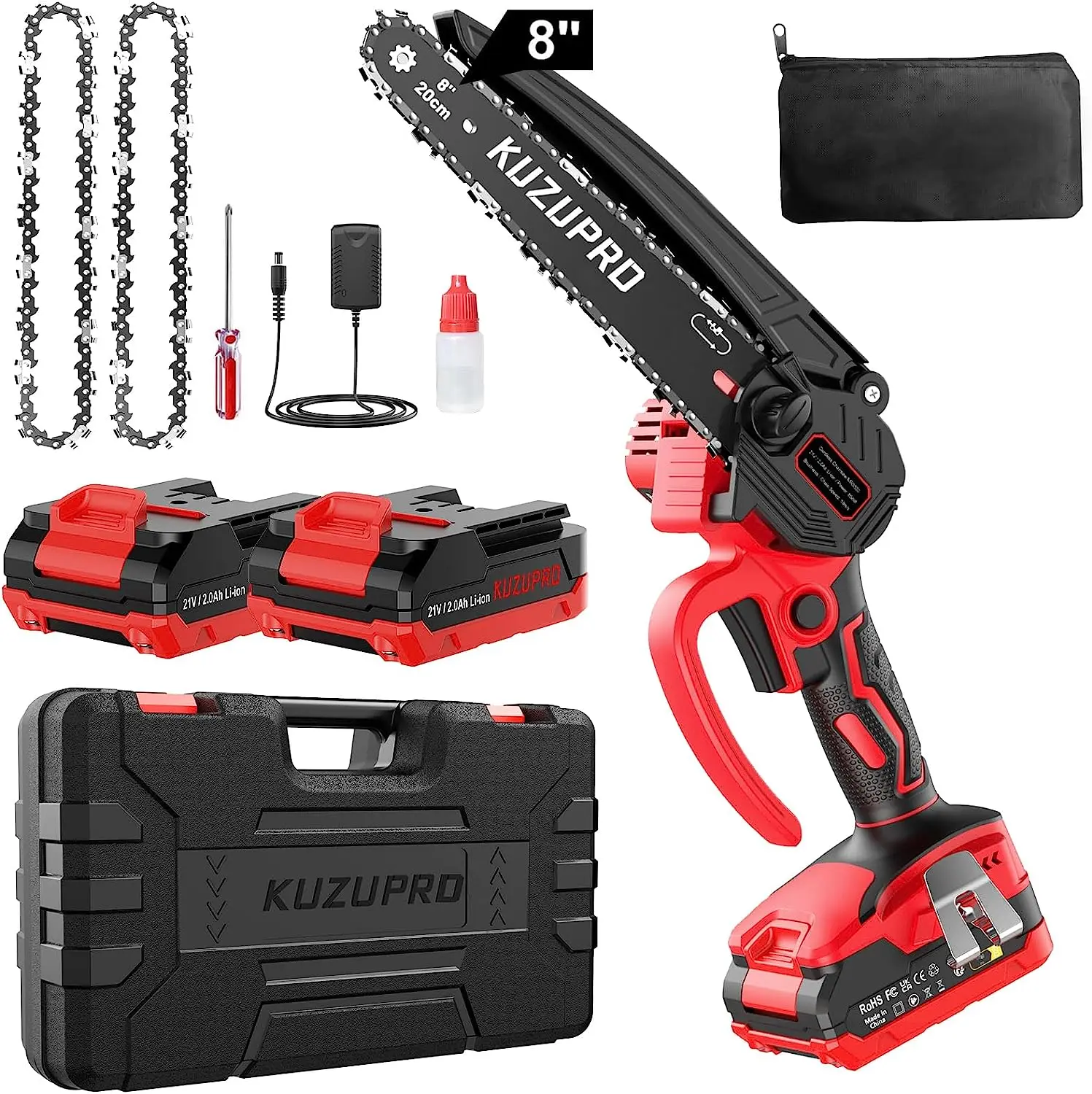 

KUZUPRO Mini Chainsaw 8 Inch, Cordless Chainsaw Brushless with Power Chainsaw for Tree Branches, Courtyard Household and Garden