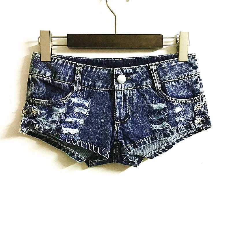 

New Nightclub Pole Dancing Elastic Slim Sexy Denim Low Waist Shorts
