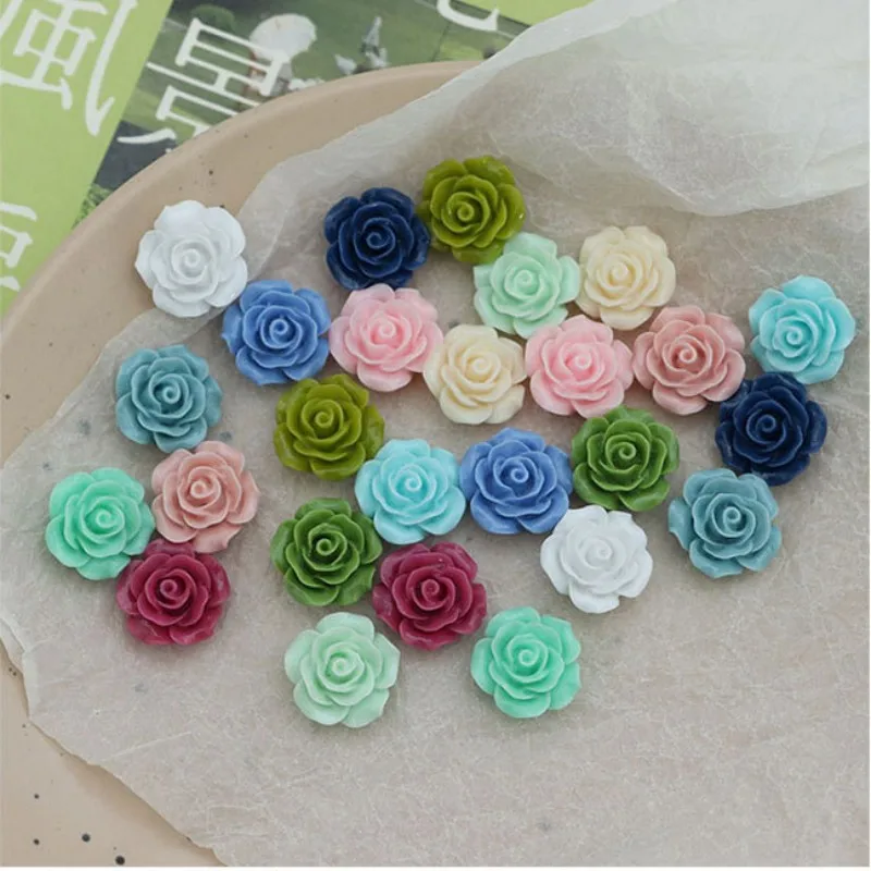 

10pcs Diy Simple Fashion Phone Case Earrings Hair Clip Rose Macaroon Color Three-dimensional Flowers