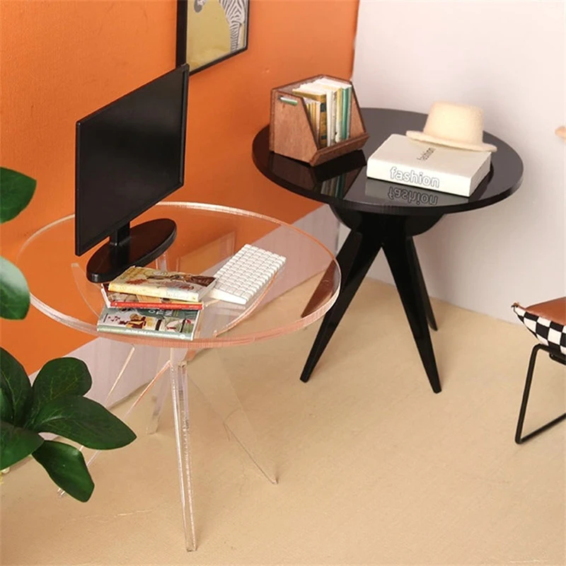 

1:12 Dollhouse Miniature Acrylic Round Table Tea Table Coffee Table End Table Side Table Furniture Decor Doll House Accessories