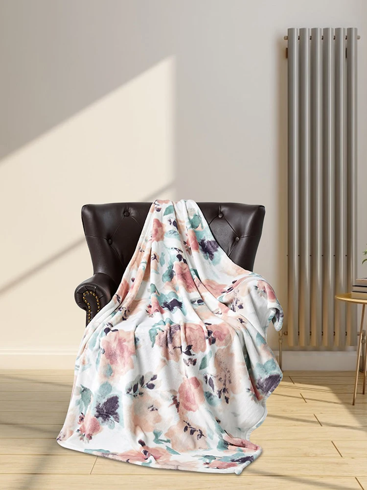

Floral Throw Blanket For Bed Pink Throw Blankets Throw Blanket For Couch Bedding Soft Fleece Flannel Blanket With Flower Print