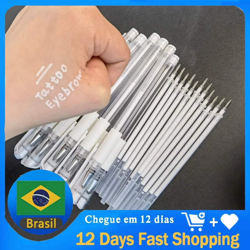 

100pcs White Tattoo Marker Pen Permanent Makeup Eyebrow Microblading Accessories Scribe Tools Piercing Marker Position Supply