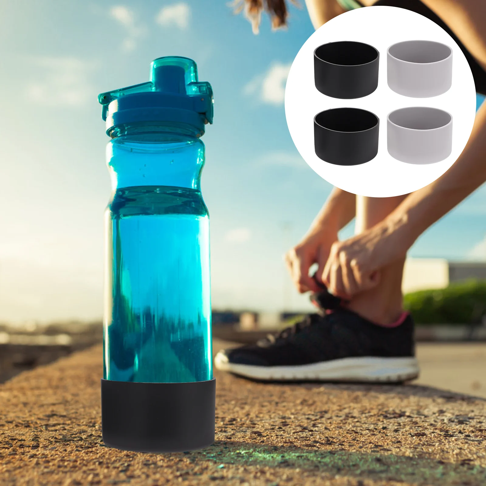 

4pcs Heat-insulated Bottle Bottom Covers Water Bottle Bottom Silicone Sleeves