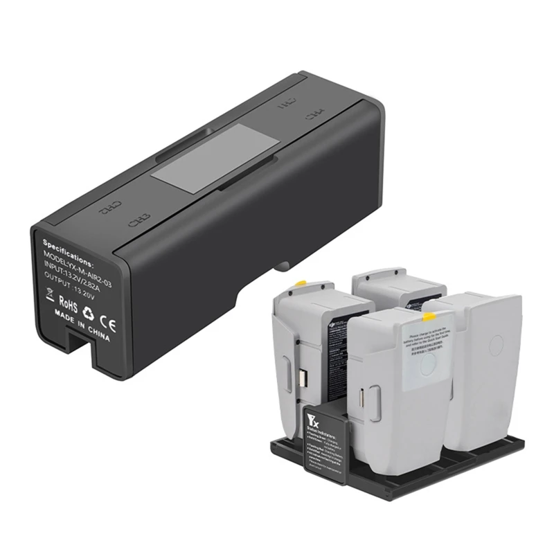 

4 in 1 Battery Charger Intelligent for Mavic Air 2 Drone Battery Charging Hub Smart Battery Charger Adapter Power
