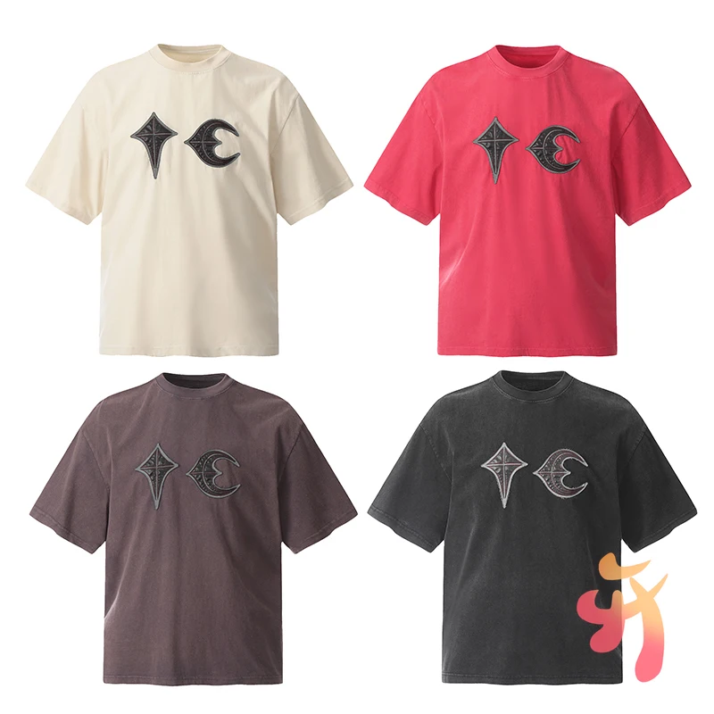 Футболки с вышивкой из кожи логотипом Thug Club хлопковые футболки для тяжелой