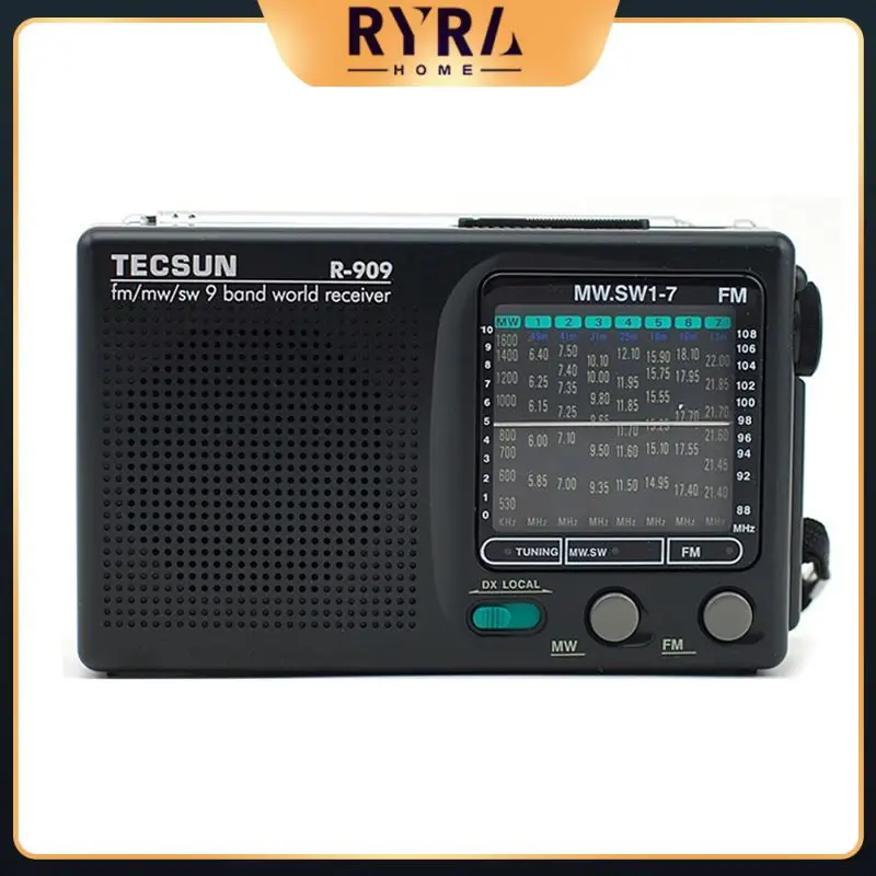 

Retro Pocket Radio Am/fm/sw Radio Black Tecsun R-909 Portable World Band Receiver Portable Radio Convenient Radio Fm 1-7 9 Bands