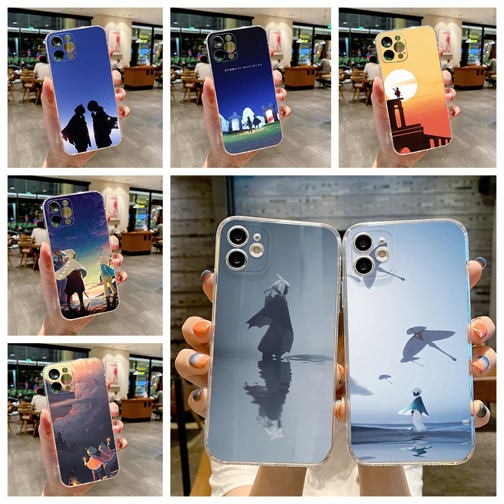 

IPhone 14PRO Cartoon Game Sky Children Phone Case for IPhone 13 11 12 Pro XR XS MAX 8 X 7 14Plus Transparent phone Cover