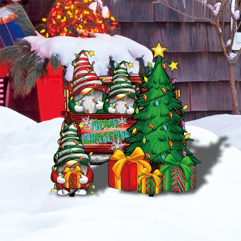 

Yklu136 Christmas Tree Dwarf Gift Three-Dimensional Courtyard Floor Outlet Garden Outdoor Holiday Decoration Acrylic UV Printing