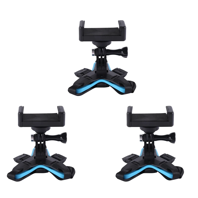 

3X Helmet Chin Mount Holder With Phone Stand And Remote Ski / Motorcycle Helmet Stand For Action Camera And Phone
