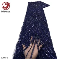 african net lace sequin fabric luxury hand beaded embroidery tulle lace fabrics for nigeria wedding dress jgw 5