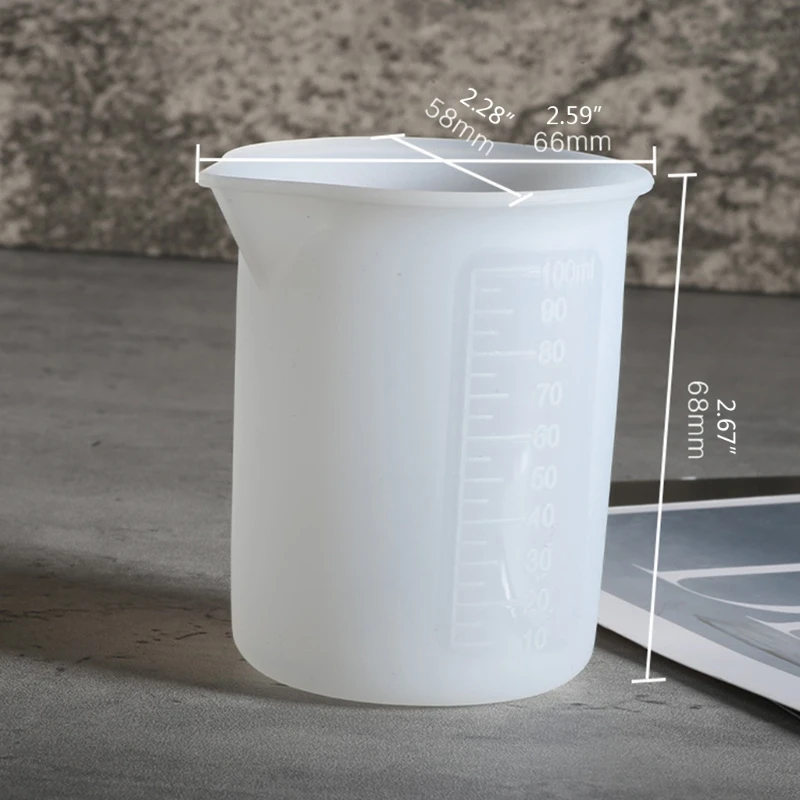 

652F Silicone Measuring Cup Reusable Mixing Cup with Precise Scale Crystal Epoxy Resin Mixed Measure Accessories Gadgets