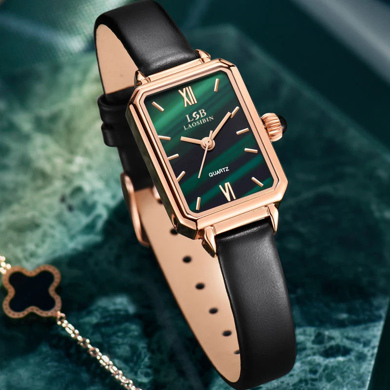 Enlarge Luxury 2022 new ladies' watch Shi Ying ladies' watch belt watch elegant waterproof square green watch