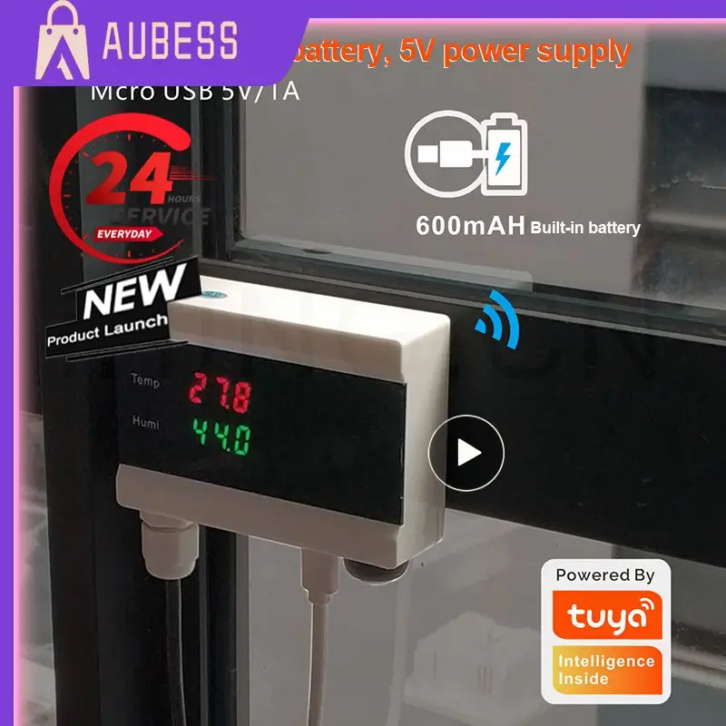 

Humidity Temperature Detection Sensor 2.4g Led Backlight Temperature And Humidity Sensor Built-in Alarm Buzzer Black Wifi Smart