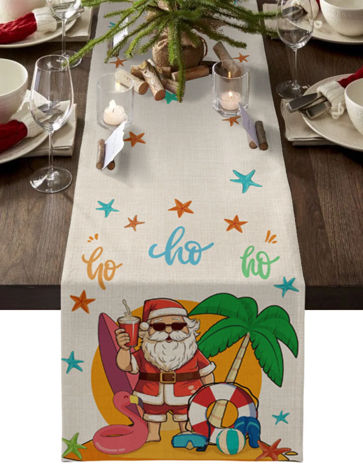 

Summer Christmas Snowman Beach Table Runner Home Wedding Table Flag Mat Table Centerpieces Decoration Party Long Tablecloth