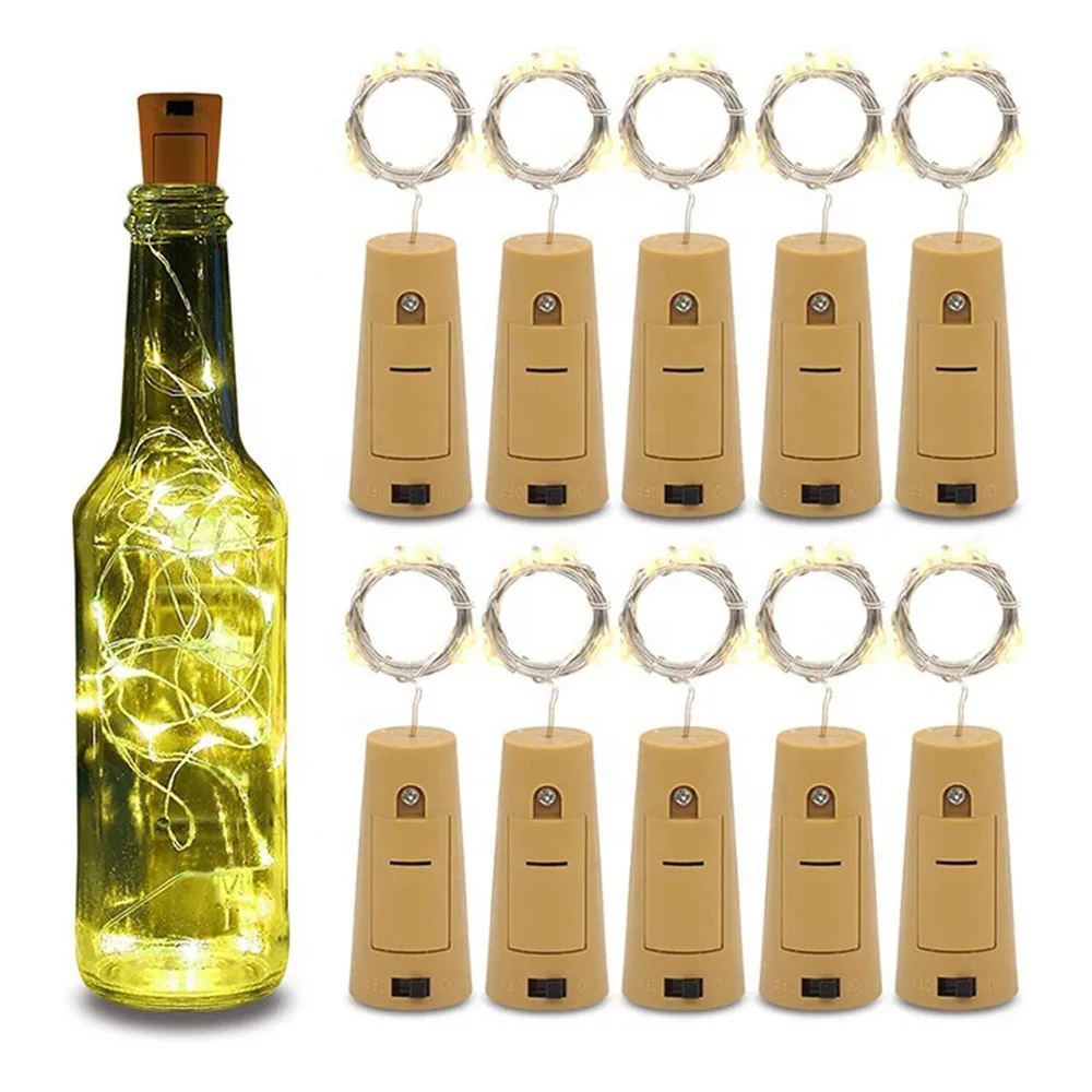 

12PCS Wine Bottle Light With Cork LED String Lights Battery Fairy Lights Garland Christmas Party Wedding Bar Decoration Romance