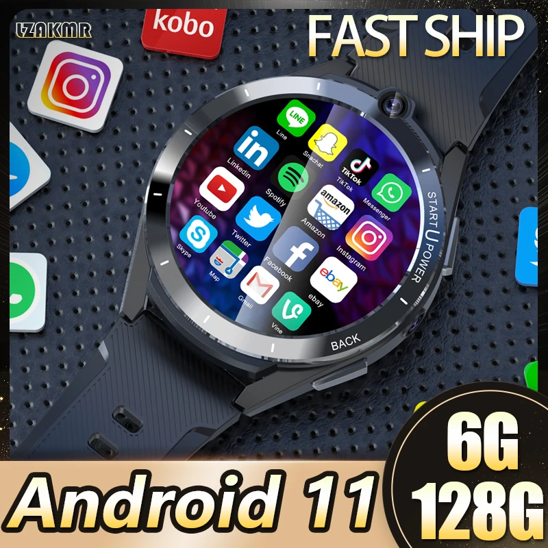 NEW 6G RAM 128G Android 11 Z40 Dual Chip Smart Watch Adult GPS WiFi 1800mAh Battery 8MP Camera Men Smartwatch 4G Net Dual System