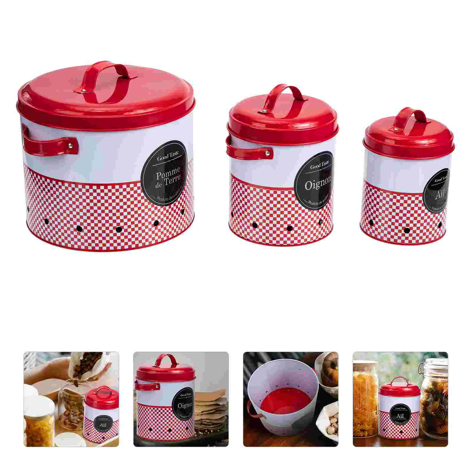 

3 Pcs Potato Storage Buckets Stainless Steel Containers Food Storage Holders