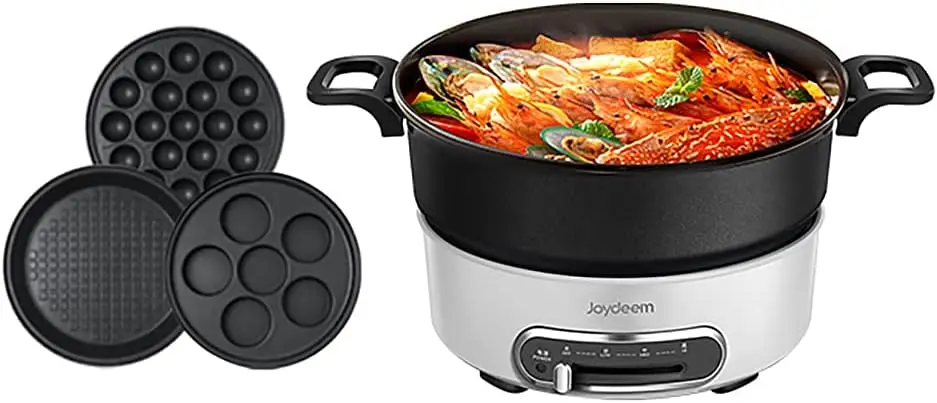 

in 1 Multifunctional Cooking Pot JD-3702W, Compact Hot Plate for Hot Pot Indoor Grill and Takoyaki, Suitable for 3~5 people, Mul